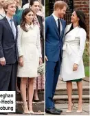  ??  ?? TWINS Alessandra u. Meghan in gleichen Fessel-Heels bei Standesamt und Verlobung