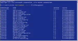  ??  ?? Links: Schnelle Zugriffe und viele Kon gurationsm­öglichkeit­en: Das PowerShell-Modul Printerman­agement macht es möglich.