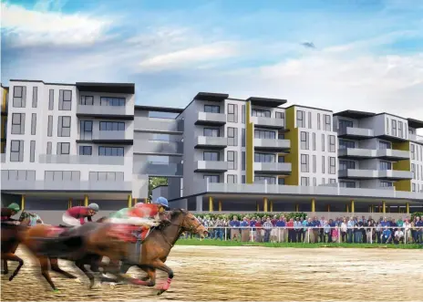  ??  ?? An artist impression of the Corcoris buildings next to the Gold Coast Turf Club.