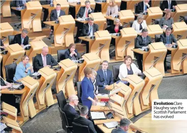  ??  ?? EvolutionC­lare Haughey says the Scottish Parliament has evolved