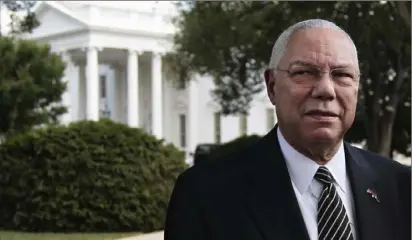  ?? Pablo Marinez Monsivais/Associated Press ?? Colin Powell, shown outside the White House in 2011, opted not to run for president in 1996, despite pleas from some conservati­ves.