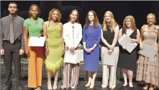  ?? Submitted Photo ?? Students were presented academic awards during EACC’s annual awards ceremony. Pictured, from left, are: Robert Cochran, Annisha Franks, LaTrisha Warren, Sydney Patton, Dr. Cathie Cline, Hannah Douglas, Zoe Mathes and Hensley Bennett.