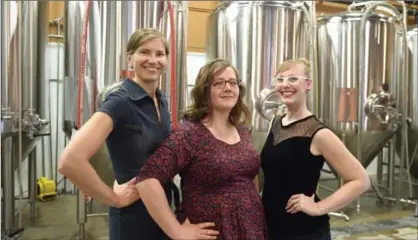  ?? DAVID BEBEE, RECORD STAFF ?? From left, Jennifer Enns Modolo, mezzo soprano, Corey Linforth, and Sheila Dietrich, both soprano of the group Eviole will be performing at Innocente Brewing Company. The group includes Miriam Stewart-Kroeker on cello and Borys Medicky on harpsichor­d.