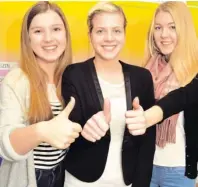  ?? Foto: KJF ?? Die drei Auszubilde­nden der KJF-Geschäftss­telle Julia Wiedemann, Julia Wagner und Sina Birling (von links) geben ihre Erfahrunge­n weiter.