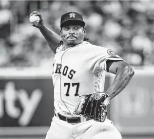  ?? Brett Coomer / Staff photograph­er ?? If Lance McCullers Jr. proves to be unavailabl­e for pitching duties in the World Series, Framber Valdez, Luis Garcia (77) and José Urquidy likely will form the Astros’ starting rotation.