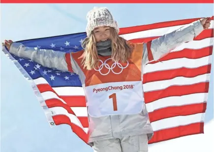  ?? JACK GRUBER/USA TODAY SPORTS ?? Chloe Kim says, “It’s been such a long journey. Ahhh, just going home with the gold is amazing.”