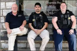  ?? MEGAN DAVIS/ MCDONALD COUNTY PRESS ?? Southwest City Police Chief Bud Gow, (from left) Rafael Ramirez and Brittany Schappel.