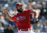  ?? CHRIS O’MEARA — THE ASSOCIATED PRESS ?? Phillies starting pitcher Jake Arrieta delivers to the Tigers during the first inning Thursday in Clearwater, Fla.