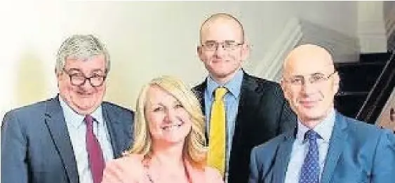  ??  ?? > Glamorgan Law’s Peter Davies, JCP Solicitors’ Hayley Davies, JCP’s Kevin O’Brien and Glamorgan Law’s Richard Beech