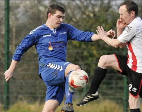  ??  ?? Gary Finan of Carbury in action during Sunday’s victory over Ballyglass. Pics: Carl Brennan.