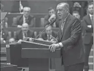  ?? AP/ALI UNAL ?? “Covering up this kind of savagery will hurt the conscience of all humanity,” Turkish President Recep Tayyip Erdogan said Tuesday during a speech to his ruling party in Ankara.