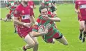  ??  ?? Try for Pwllheli’s John Pugh