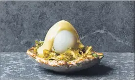  ?? Eric Louis Haines ?? CHEF KIM ALTER’S Nightbird in Hayes Valley has served this quail egg dish.