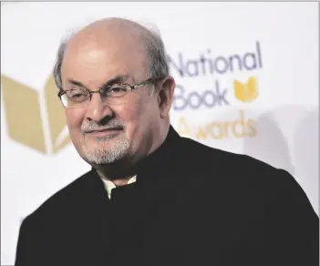  ?? PHOTO BY EVAN AGOSTINI/INVISION/AP ?? Salman Rushdie attends the 68th National Book Awards Ceremony and Benefit Dinner in 2017, in New York.