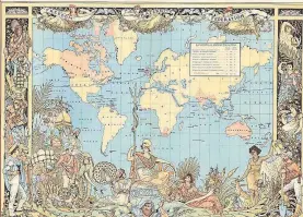  ?? AVENTURAS LITERARIAS ?? Mapa de ‘La vuelta al mundo en 80 días’, de Julio Verne