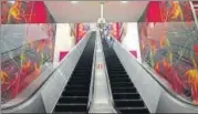  ?? VIPIN KUMAR/HT PHOTO ?? An escalator at the Janakpuri West station is 15.6m high, which is as high as a fivestorey building .