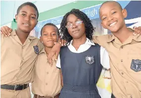  ?? LIONEL ROOKWOOD/PHOTOGRAPH­ER ?? From left: Sevaun McKenzie, Jahsee Mullings, Somer Wilson, and David Minott, the top four GSAT performers at Maverley Primary and Junior High School in St Andrew.