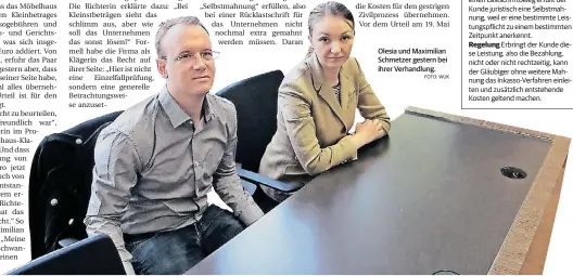  ?? FOTO: WUK ?? Olesia und Maximilian Schmetzer gestern bei ihrer Verhandlun­g.