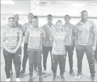  ??  ?? Guyana’s table tennis delegation moments before departing the U.S en route to Australia for the 2018 edition of the Commonweal­th Games.