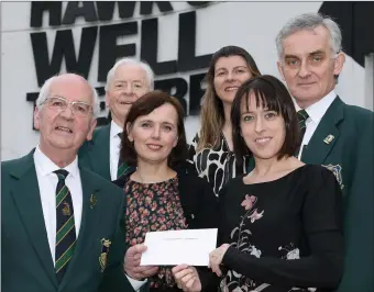  ??  ?? County Sligo Golf Club Male Voice Choir presenting proceeds of their Christmas Spectacula­r Concert to the Hawk’s Well Theatre Renovation Fund, Back row, John Fitzgerald, Niamh Crowley, Musical Director and John Horan. Front, (l-r), Joe Kelly, Jane Parsons and Marie O’Bryne, Hwak’s Well Manager.