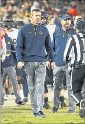  ??  ?? Cal coach Justin Wilcox was able to retain all but one of the assistants from his first season in charge last year. Continuity is viewed as crucial to the team’s success.