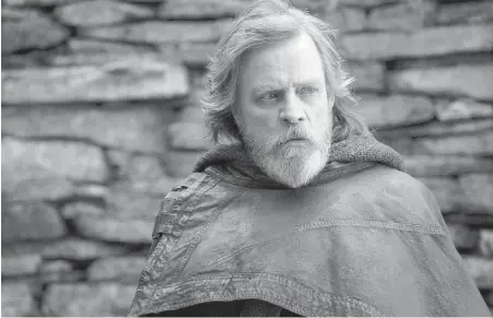  ??  ?? Mark Hamill stars as Luke Skywalker in Star Wars: The Last Jedi, in theatres now.