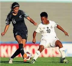  ??  ?? Maya Hahn in action during New Zealand’s match against Ghana at the Under-17 World Cup in 2018.