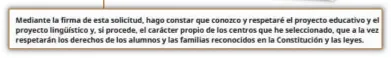  ?? ?? Los formulario­s para solicitar plaza no incluyen una casilla para elegir la opción de castellano y se pide a los padres que respeten el proyecto educativo y lingüístic­o del centro