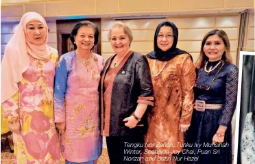  ??  ?? Tengku Nor Zehan, Tunku Ivy Muhsinah h Winter, Seonaidh Joy Chai, Puan Sri Norizan and Datin Nur Hazel