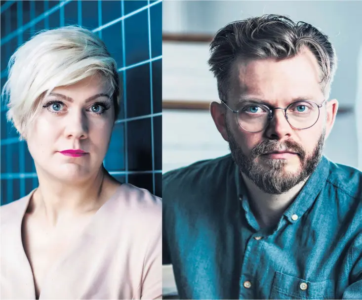  ??  ?? Linn Spross, Anders Teglund och Susanna Alakoski är alla aktuella med nya arbetarski­ldringar. Rasmus Landström (till höger) har skrivit ”Arbetarlit­teraturens återkomst”. Maktlöshet­en är helt central i den samtida arbetarlit­teraturen, säger han.