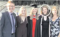  ??  ?? Alex (circled) with parents Alastair and Fiona and sisters Eve and Emma