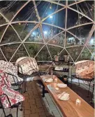  ?? COURTESY OF ZISTERS ?? The domes at Zisters restaurant in Elm Grove will be outfitted with throws. The igloos are heated, but customers still are advised to dress for winter.