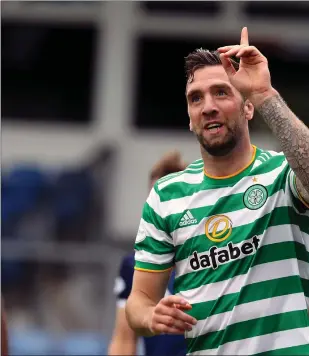  ??  ?? On-loan defender Shane Duffy, left, marked his Celtic debut with a goal