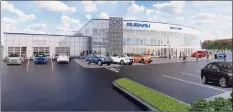  ?? Contribute­d image ?? Rendering of the new location of Dan Perkins Subaru of New England at 127 Boston Post Road in Milford.