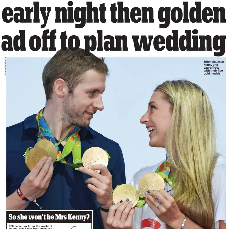  ??  ?? Triumph: Jason Kenny and Laura Trott with their five gold medals