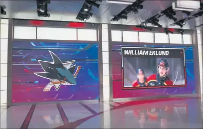  ?? BRUCE BENNETT — GETTY IMAGES ?? With the seventh pick in the 2021 NHL Entry Draft, the San Jose Sharks selected William Eklund during the first round at the NHL Network studios on Friday in Secaucus, N.J.