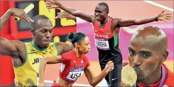  ??  ?? The champions Usain Bolt, David Rudisha, Mo Farah and Allyson Felix