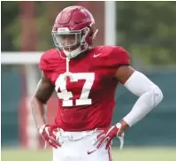  ?? CRIMSON TIDE PHOTO ?? Alabama fifth-year senior outside linebacker Christian Miller is eager for his final season with the Crimson Tide after missing 10 games last year with a torn biceps.
