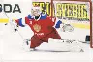  ?? Bjorn Larsson Rosvall / Associated Press ?? The New York Islanders on Tuesday signed their goaltender of the future, Ilya Sorokin, to a $2 million contract for next season.