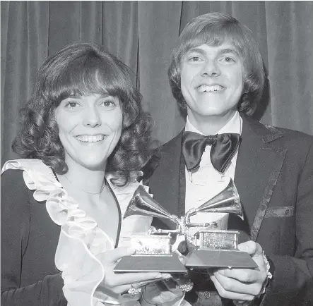  ?? THE ASSOCIATED PRESS/FILES ?? It’s been nearly 30 years since the release of the last vinyl record by pop duo and siblings Karen and Richard Carpenter. But Carpenters fans can rejoice following the recent release of remastered vinyl versions of 12 of their hit albums.