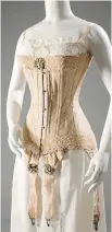  ?? EILEEN COSTA/THE MUSEUM AT FIT/THE ASSOCIATED PRESS ?? This image from The Museum at FIT shows an English corset, circa 1905, in floral brocaded silk, silk ribbon and elastic.