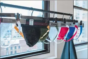  ?? ANDREW WERNER PHOTOGRAPH­Y FOR BIKE ATHLETIC VIA AP ?? A collection of jockstraps is shown in New York on Wednesday.