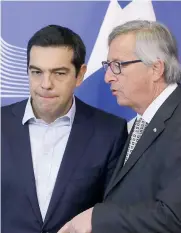  ?? EPA ?? Rebus greco. Alexis Tsipras (a sinistra) e Jean-Claude Juncker