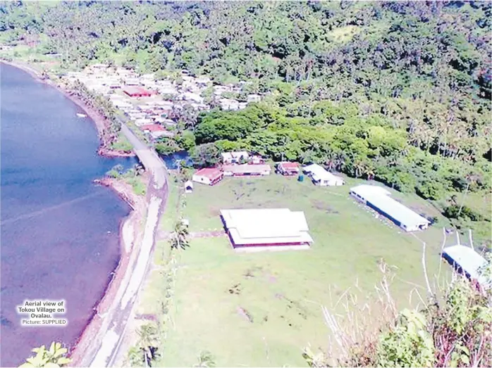  ?? Picture: SUPPLIED ?? Aerial view of Tokou Village on Ovalau.