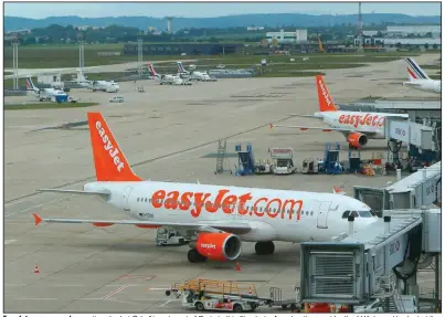  ?? (AP) ?? EasyJet passenger planes sit parked at Orly Airport west of Paris in this file photo. An advertisem­ent by the U.K.-based budget airline angered Italian officials.