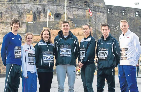  ?? Picture: SNS. ?? Garrett Heath, Fionnuala McCormack, Steph Twell, Jake Wightman, Mhairi Hendry, Jake Sweeney and Andy Vernon.