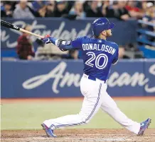  ?? TOM SZCZERBOWS­KI/GETTY IMAGES ?? Josh Donaldson’s home run swing endeared him to Toronto Blue Jays fans for a number of seasons, but his time in Toronto may end this weekend if the Jays find a trading partner.