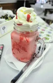  ??  ?? DELICIOUSL­Y THICK: The dou ble thick strawberry milkshake at the Bean Tree at Rosehill SuperSpar