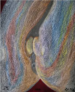  ?? © DORSET FINE ARTS ?? Jutai Toonoo — ABOVE ᐋᖅᑳᒃ (Aaqkaak) 2012Colour­ed pencil65 × 50 cmInscribe­d: Demonstrat­ion of being loved