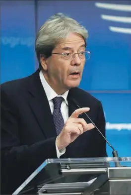  ?? REUTERS ?? El comisario europeo de Economía, Paolo Gentiloni.